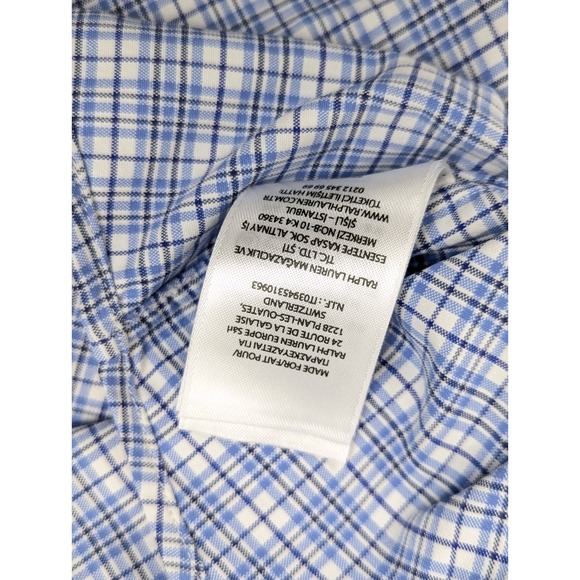 Ralph Lauren Shirt Mens LG Blue Plaid Classic Fit Performance Button Down - Picture 11 of 11